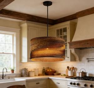 โคมไฟระย้าสไตล์โมเดิร์นสำหรับร้านอาหาร คาเฟ่ โคมไฟทรงรังผึ้ง โคมไฟตกแต่งแบบสาน โคมไฟห้อยสำหรับห้องครัว ร้านอาหาร - Product Image 3