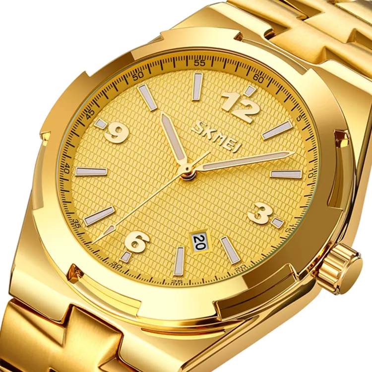 Skmei 9290 hand watch luxury brand reloj original casual business gold wrist watch stainless steel men quartz watches