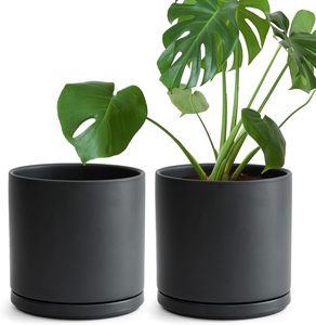 3 "4" 5 "Pots de fleurs en céramique <span class=keywords><strong>pour</strong></span> <span class=keywords><strong>plantes</strong></span> avec trou de drainage et soucoupe Jardinières d'extérieur <span class=keywords><strong>pour</strong></span> patio Pot de fleurs Plateau en <span class=keywords><strong>bois</strong></span> de bambou - Product Image 6