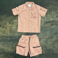 Ensemble coupe-vent deux pièces personnalisé pour homme, veste courte et pantalon cargo zippé en nylon et polyester, style streetwear