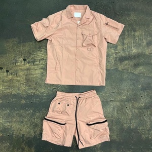 Custom Two Piece Windbreaker Short Jacket <b>Set</b> Cargo Zip up Nylon Polyester Streetwear Tracksuit Men Windbreaker Short <b>Set</b> - Product Image 3