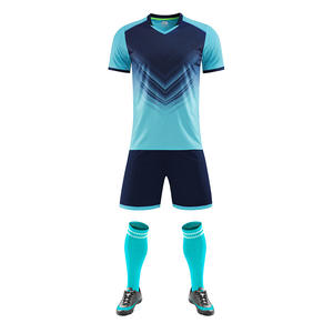 Maillots de football unisexes de haute qualité à séchage rapide, uniformes de club de football personnalisés, jersey de football à manches courtes en spandex/coton, col montant, Chine - Product Image 4