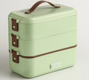 Fiambrera eléctrica portátil <span class=keywords><strong>de</strong></span> 300W, <span class=keywords><strong>calentador</strong></span> <span class=keywords><strong>de</strong></span> alimentos para exteriores <span class=keywords><strong>de</strong></span> oficina <span class=keywords><strong>de</strong></span> tres capas aislado <span class=keywords><strong>de</strong></span> acero inoxidable con tapa <span class=keywords><strong>de</strong></span> plástico - Product Image 4