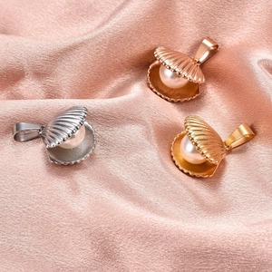 Collier pendentif coquillage en acier inoxydable plaqué or avec perles et breloques pour femme, accessoire de bijoux d'été pour la plage - Product Image 3