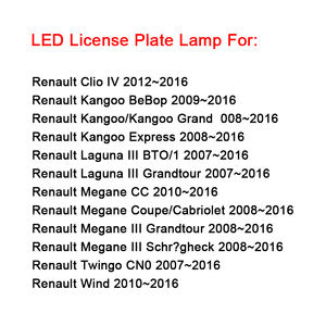 Vente en gros d'accessoires de voiture étanches lumineux LED lampe de <span class=keywords><strong>plaque</strong></span> d'<span class=keywords><strong>immatriculation</strong></span> pour Renault Clio IV Kangoo Laguna Megane Twingo Wind - Product Image 2