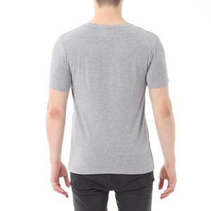 Trato caliente de los hombres V cuello básica Tops de fibra de bambú de manga corta suave camiseta L-5XL - Product Image 4