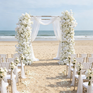 Arco de Flores Artificiales de Seda Blanca al por Mayor de Fábrica DKB, Arco de Flores para Fondo de Boda, Decoración de Boda - Product Image 1