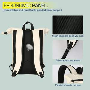 Muestra gratuita. Para hombres y mujeres, esta mochila elegante, plegable e impermeable con puerto USB es perfecta para viajes de camping. - Product Image 4