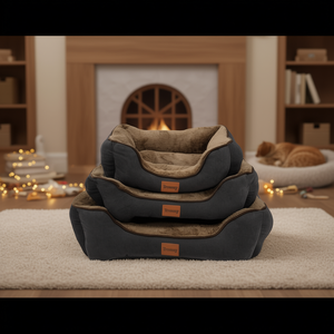 Cuccia Quadrata Marrone Scuro per Animali Domestici con Rilascio di Sabbia e Letti in Velluto Artico - Product Image 3