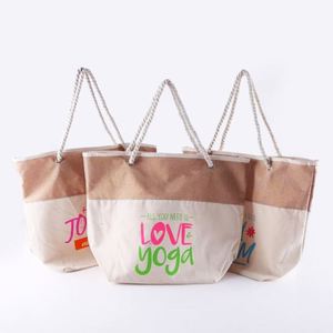 Custom Logo Heat Transfer Sublimation PP Canvas <b>Medium</b> Tote Bag Women <b>Handbags</b> Reusable Solid Color with Zipper - Product Image 1