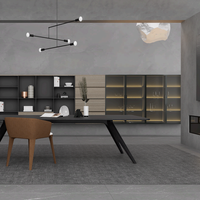 Meubles de luxe de grande capacité sans peinture Cabinet de présentation en panneau de film PVC PB avec portes en verre Armoires pour le salon Vente