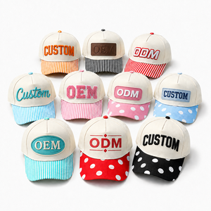 Casquette de baseball personnalisée OEM ODM avec patch en cuir gaufré, visière à pois, coton multicolore, vente en gros, respirante et légère pour hommes - Product Image 1