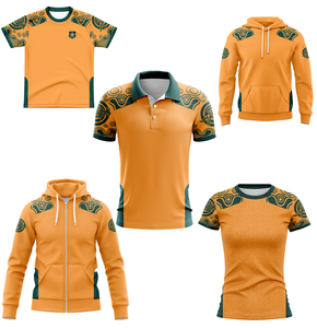 Conjunto de Ropa para Fanáticos del Rugby NRL, Sudadera con Capucha Unisex, Camiseta Polo, Camiseta sin Mangas, Estampado Sublimado Naranja y Verde, Poliéster Transpirable para Todas las Temporadas - Product Image 1