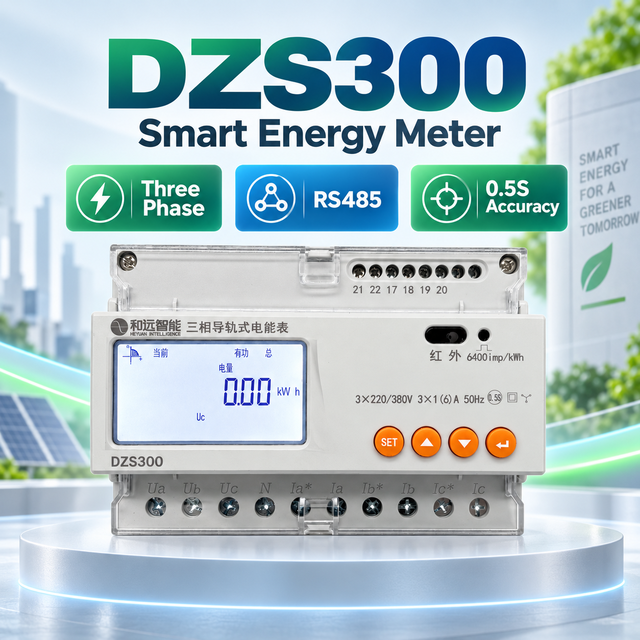 Heyuan CE Certified Three-Phase Din Rail Solar Energy Meter Data Logger with Class 0.5 Accuracy and Multi-Tariff in Stock