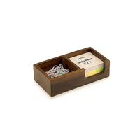 Organizador de Madera de Acacia Sólida para Blocs de Notas, Clips de Papel, Porta Blocs de Notas Compacto para Oficina, Porta Notas Adhesivas de Madera para Escritorio