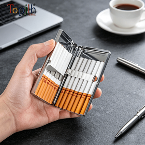 Topjlh <span class=keywords><strong>Étui</strong></span> <span class=keywords><strong>à</strong></span> cigarettes portable en acier inoxydable par sublimation, type charnière, double face, impression de logo <span class=keywords><strong>personnalisé</strong></span>, <span class=keywords><strong>photo</strong></span> DIY, vente en gros - Product Image 3