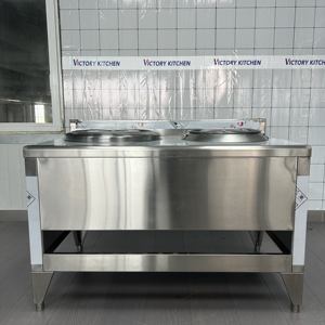 Support de casserole Offre Spéciale VICTORY avec deux brûleurs à gaz en acier inoxydable mis en place un décrochage Snack Cart Noodle Cooker Kwali Range - Product Image 2