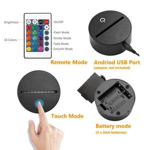 RGB <span class=keywords><strong>LED</strong></span> ánh sáng ban đêm với cảm ứng cơ sở Cáp <span class=keywords><strong>USB</strong></span> 3D Acrylic Đen ABS trung Plug-in thiết kế hiện đại phòng ngủ ứng dụng AAA pin - Product Image 2