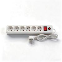 Multiprise industrielle Schuko 6 prises avec protection contre les surcharges et interrupteur marche/arrêt, câble blanc de 1,5 m, norme UE, pour la maison