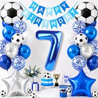 Kit de guirlande de ballons d'anniversaire sur le thème du football, ballons en forme de trophée et de chiffres pour la décoration de fête d'anniversaire sportive pour enfants