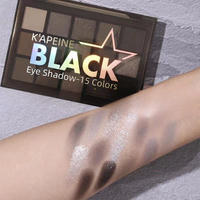 Palette de fards à paupières 15 couleurs Dark Elf à marque privée – Lumineux, scintillant, métallique, mat/satiné, tons gris/cendres/noirs foncés, poudre Western