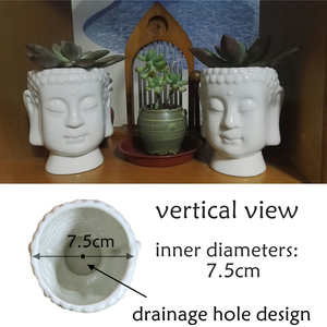 Estatua de Cabeza de <span class=keywords><strong>Buda</strong></span> para decoración del hogar, <span class=keywords><strong>maceta</strong></span> de plantas suculentas, macetas, florero de cerámica, suministros de jardinería de escritorio - Product Image 5