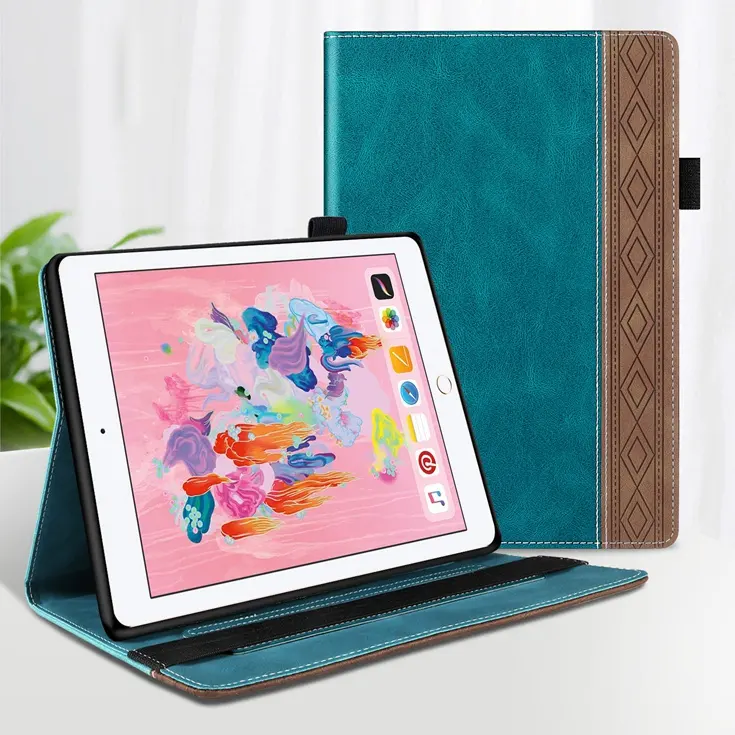 حافظة جلدية مزدوجة الألوان لحفظ البطاقات لهواتف iPad 5 6 8 9 Air 2 Air2 9.7 بوصة متباينة الألوان مناسبة للاستخدام مع بطاقات الوسادة