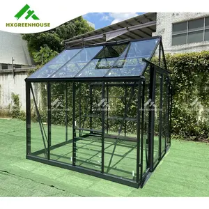 Invernadero victoriano de vidrio de una sola capa, a prueba de viento, componentes de invernadero prefabricados