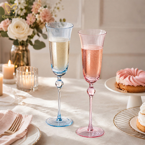 Juego de Copas de Champán de 200 ml, Color Rosa/Azul, Estilo Murano Antiguo, Copas de Vino Espumoso <span class=keywords><strong>con</strong></span> Forma de Tulipán para Bodas y Fiestas - Product Image 2