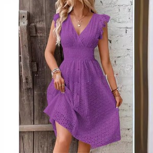WY4304 S-2XL Nuevo Vestido Elegante de Verano <span class=keywords><strong>para</strong></span> <span class=keywords><strong>Mujer</strong></span>, Multicolor, a la Moda, Casual, <span class=keywords><strong>para</strong></span> el Trabajo, con Mangas de Hoja de Loto - Product Image 5