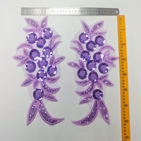 Nouvelle dentelle en polyester écologique avec broderie de perles et sequins 3D en forme de fleurs pour col de robe de mariée DIY