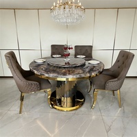 Tables de salle à manger rondes pivotantes Lazy Susan en marbre noir, avec 6, 8 ou 10 chaises – Vente en gros de mobilier de salle à manger
