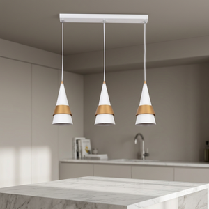 China Manufacturer's 3-<b>Light</b> Incandescent Metal Modern Gold Matt White Indoor Pendant Lamp Stylish <b>Chandelier</b> for Home - Product Image 3