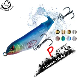 Hunthouse — leurre rigide flottant Popper avec queue rotative souple, appât artificiel de type poisson nageur idéal pour la pêche en surface, 110mm/ 15.3g