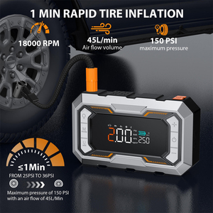 Arrancador de Coches 2 en 1 con Compresor de Aire de 150 PSI, Inflador de Neumáticos Portátil con Apagado Automático, Bomba de Aire, Banco de Energía para Batería de Coche de 12V - Product Image 5