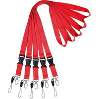 Cordon en polyester personnalisé de couleur unie avec crochet pour accrocher au cou, idéal pour badge de travail, porte-carte d'identité scolaire ou porte-document.