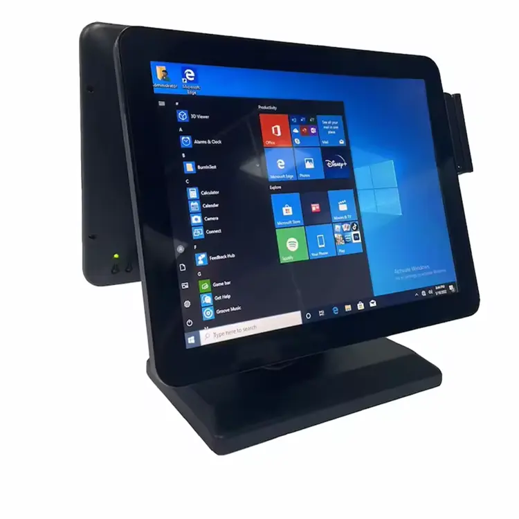 Zwart Dual Screen 15Inch Capacitieve Touch Kassa Pos Nieuwe Windows Kassa Pos Machine Alles In Één Pos-Systeem