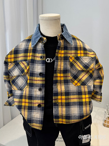 Camisa a cuadros para niño, estilo nuevo invierno 2026, camisa infantil elegante y a la moda con forro polar y tela gruesa, tendencia - Product Image 2
