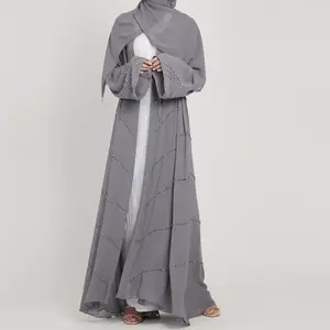 和服批发迪拜和服纯色开襟abaya和服开襟羊毛衫女长