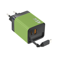 Cargador de Pared USB Tipo C Retráctil con Cable QC PD Plegable, Adaptadores para Laptop y Teléfono, 45W 65W, Carga Rápida, Enchufe EU/US