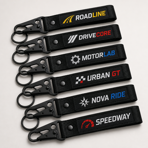 Llavero de cordón negro con estampado temático de carreras de fábrica certificado, sublimado, con logotipo de letra personalizado, pulseras para llaveros - Product Image 2