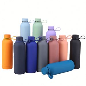 Bouteille d'eau personnalisée en acier inoxydable 304, capacité 500 ml, isolée à double paroi, avec bouchon à boire directement, style classique pour le sport et les voyages - Product Image 2
