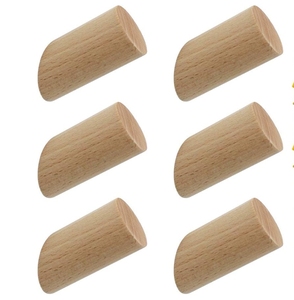 Lot de 4 crochets muraux en bois naturel, porte-manteau moderne poli pour la décoration intérieure - Product Image 3