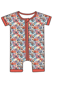 Romper Bayi Pendek Bambu Rts Hot Sale dengan Resleting Dua Arah untuk Unisex, Berbagai Motif Cetak, Pakaian Tidur Bayi Bambu - Product Image 5