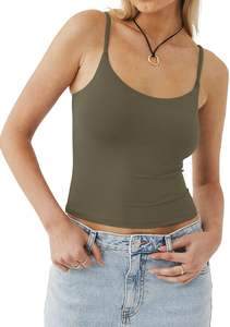 Débardeurs Cami ajustables à col carré pour femmes, en tricot double doublure, respirants, écologiques, style décontracté <span class=keywords><strong>vintage</strong></span>, vente en gros - Product Image 3