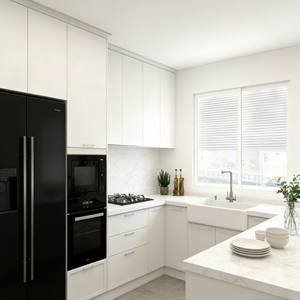 Gabinetes de Cocina Modernos de Diseño Personalizado de Lujo con Almacenamiento Completo, Encimera de Cuarzo y Electrodomésticos Integrados de Acero Inoxidable Negro - Product Image 2