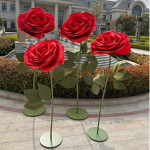 Fiori giganti impermeabili enorme rosa artificiale rossa per san valentino decorazione anniversario matrimonio decorazione centro commerciale - Product Image 1