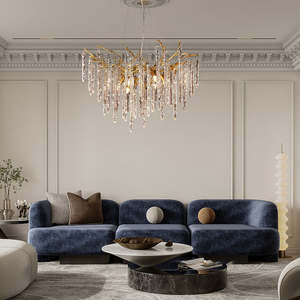 Lustre design nordique éclairage villa chambre escalier luxe branche d'arbre or verre cristal laiton suspension - Product Image 5
