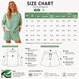 Custom Design <b>Women's</b> Long Sleeve Striped Sweatshirt Shorts Set <b>2</b> <b>Piece</b> Casual Matching Lounge <b>Outfit</b> Manufacturer - Product Image 2