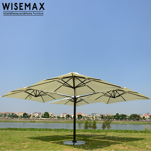 WISEMAX mobilier nordique noir cadre en aluminium parapluie extérieur 4 <span class=keywords><strong>parasol</strong></span> carré <span class=keywords><strong>banc</strong></span> de piscine hôtel <span class=keywords><strong>parasol</strong></span> <span class=keywords><strong>avec</strong></span> base en marbre - Product Image 3